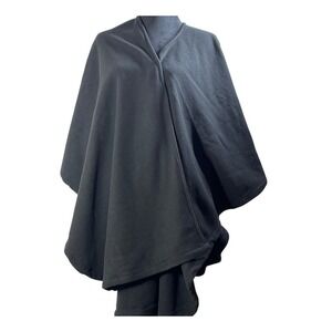VTG AXXENTS Black Fleece Open Wrap Shawl Poncho Sweater One Size Comfort